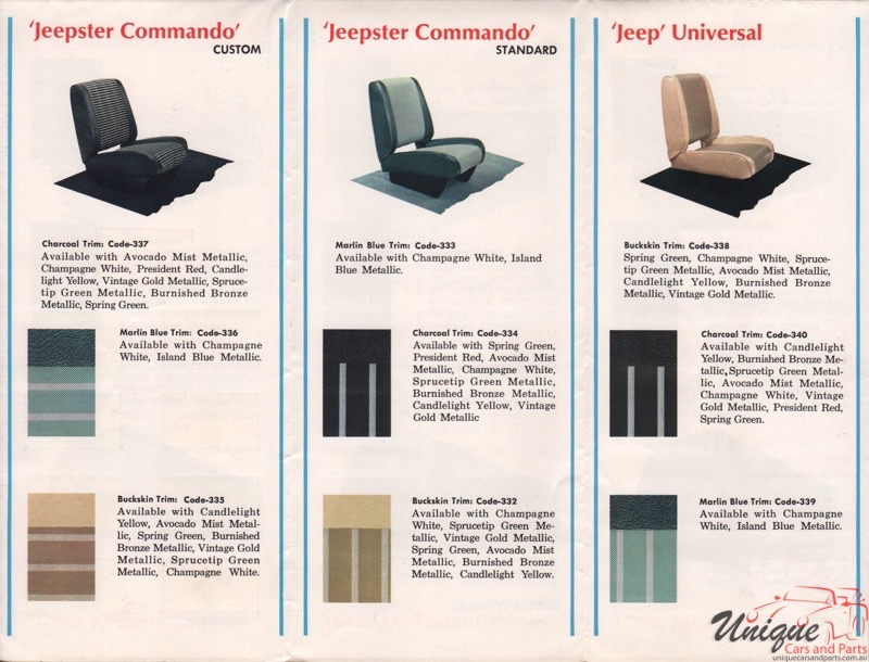 1970 Kaiser Jeep Paint Charts Corporate 1